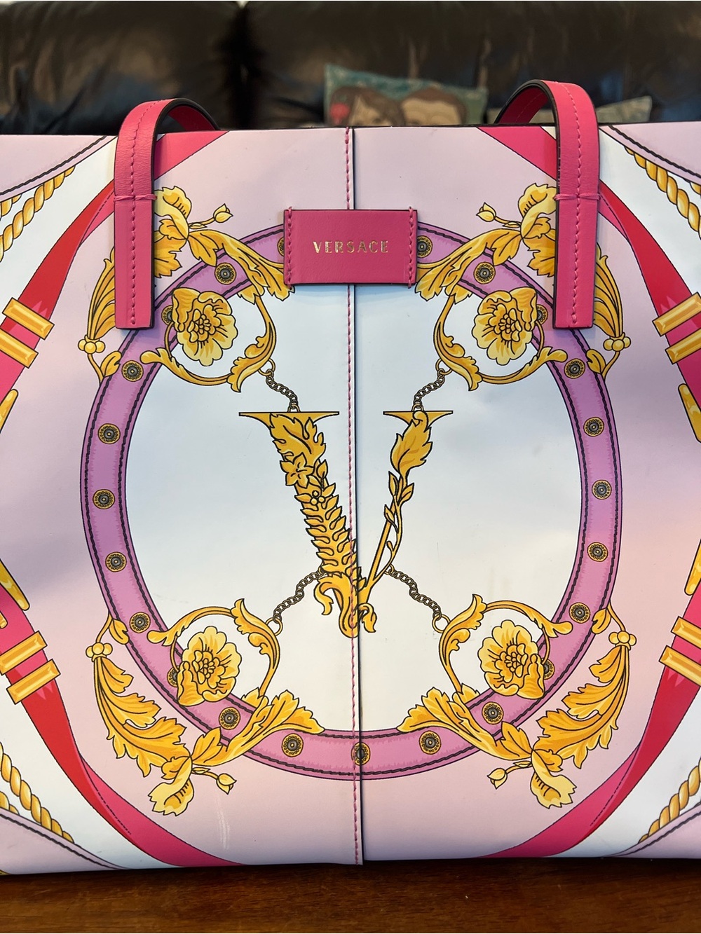 Versace tote bag with interior pouch